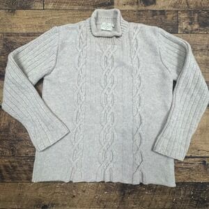 TIVOLI Womens Cable Knit Turtleneck Sweater roll neck LambsWool Size L READ